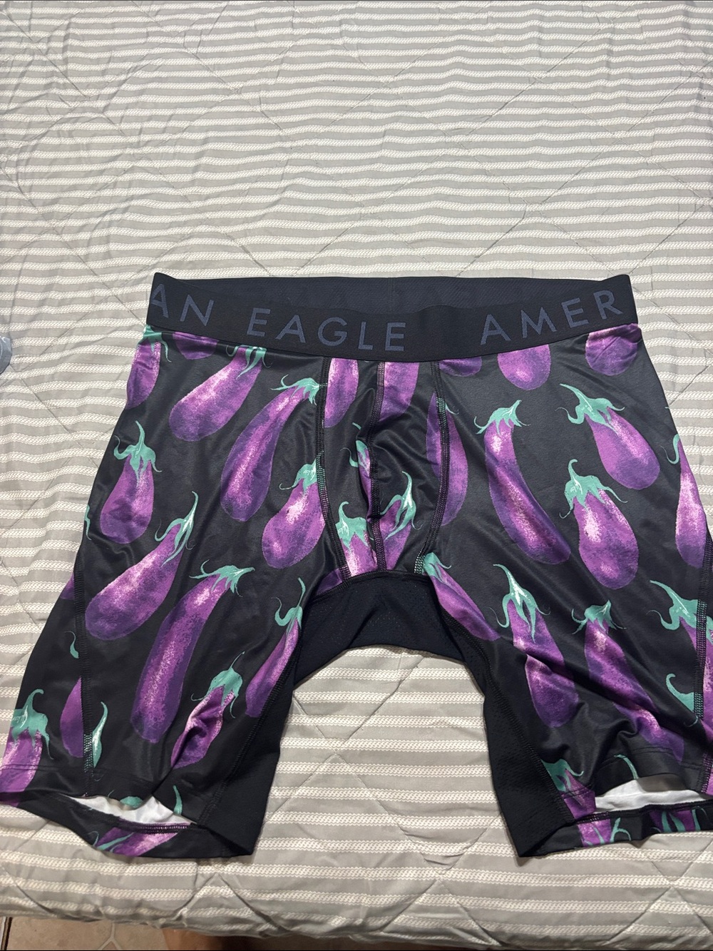 American Eagle Outfitters Black Boxer Briefs with Purple Eggplant Print